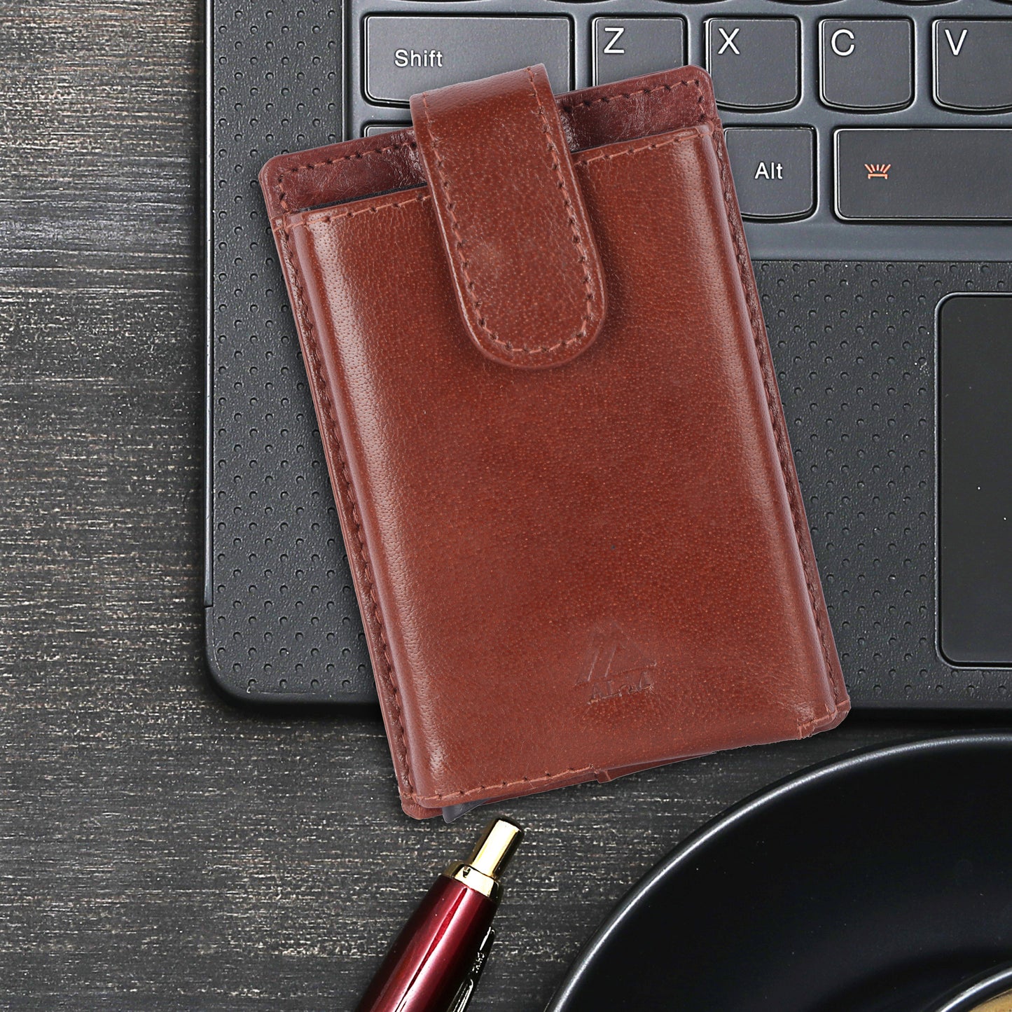 Leather alumininum case card holder