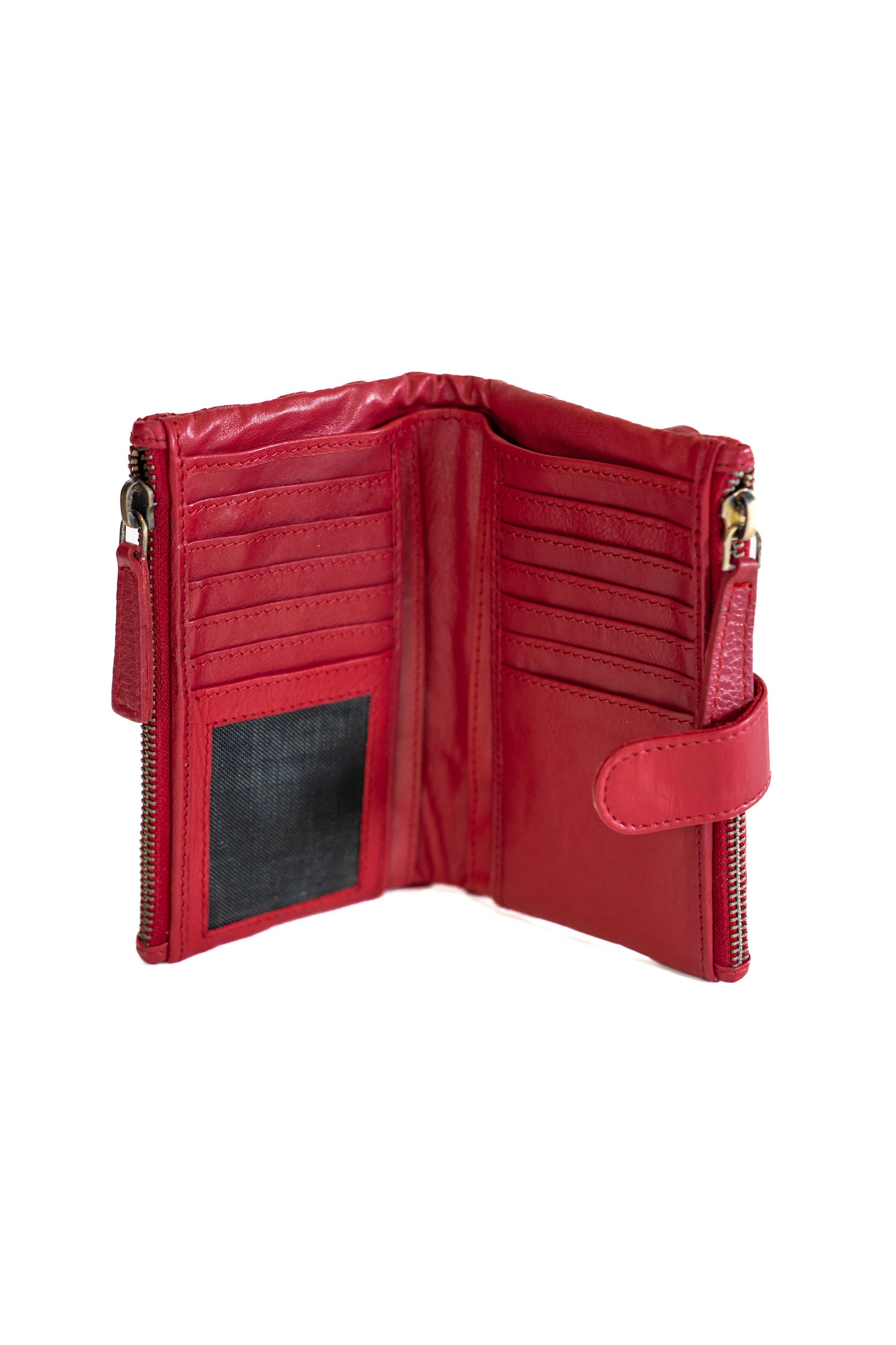 Woven leather wallet clutch