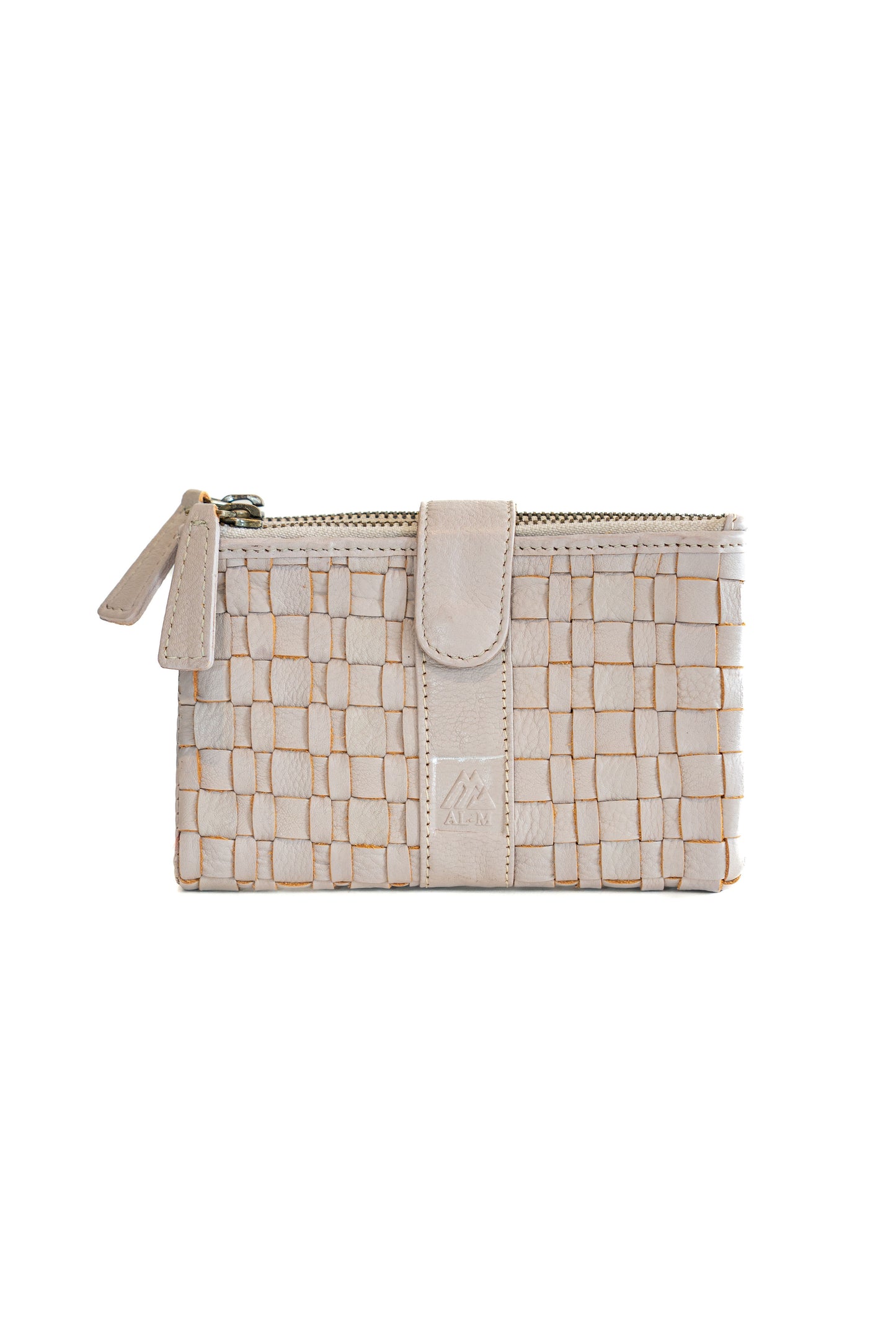 Woven leather wallet clutch