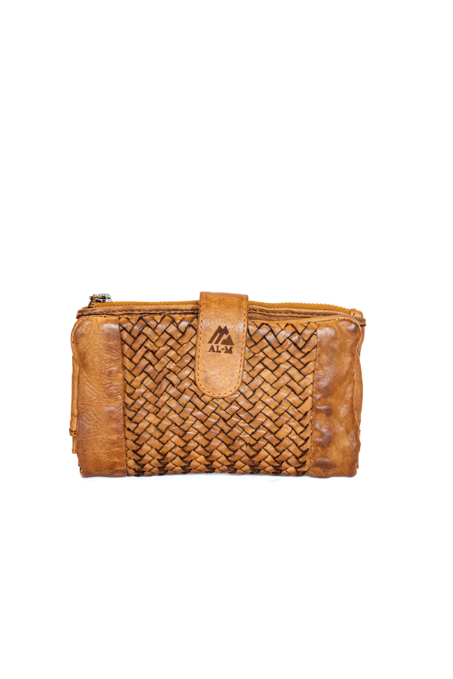 Braided leather wallet clutch
