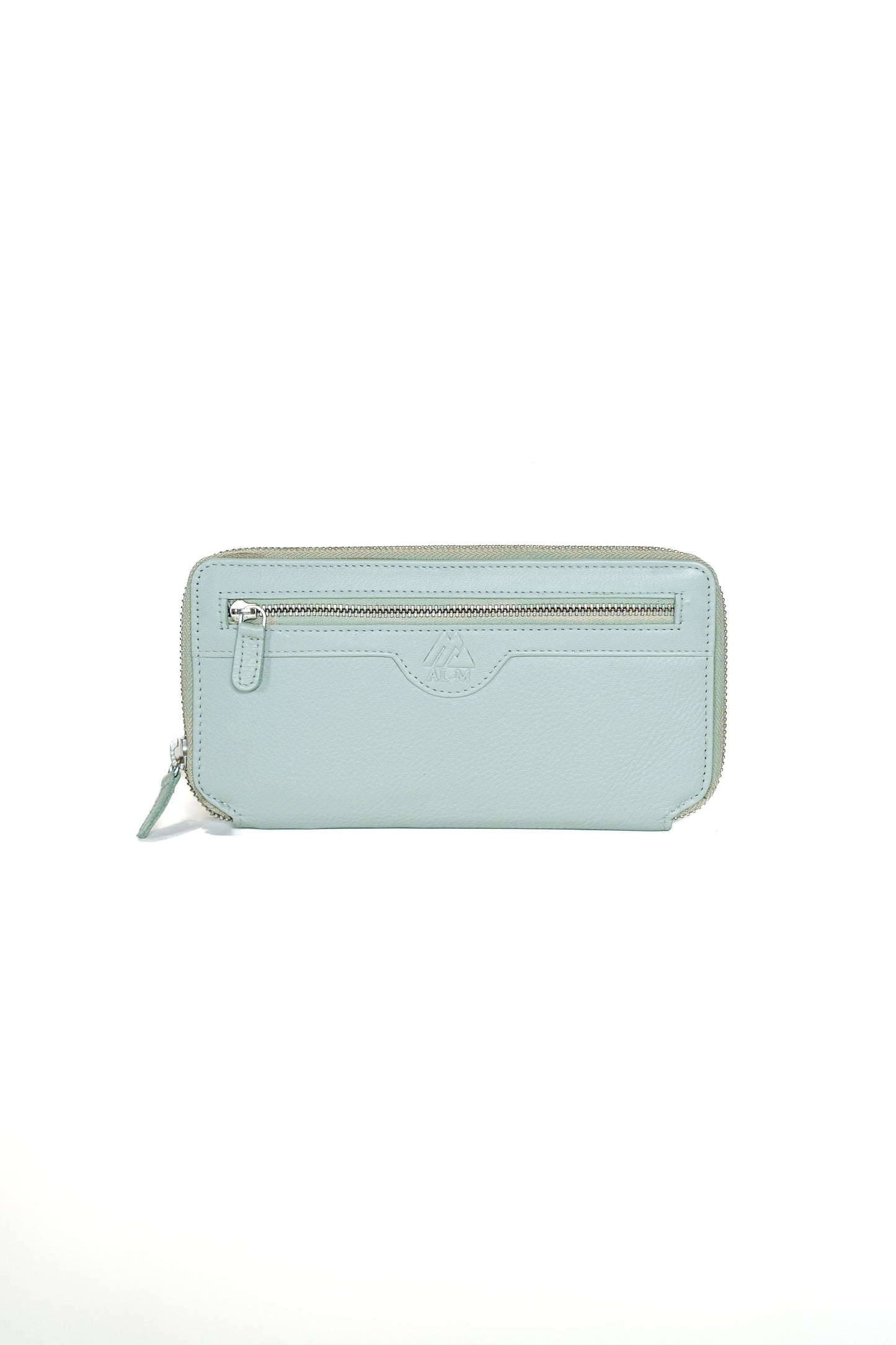 Front zip leather long wallet