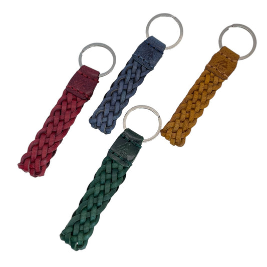 Vibrant Braided Leather Keychain